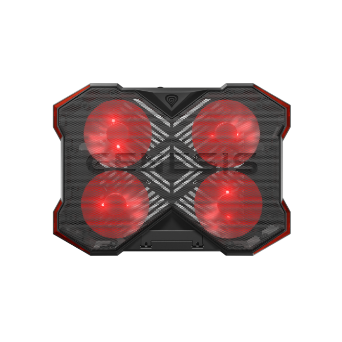 GENESIS Oxid 260 Almohadilla Fría para Portátil hasta 17.3" con 4 Ventiladores a 1010 RPM, USB, Negro y Rojo