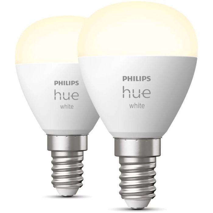 Philips Hue Bombilla inteligente E14 White P45 Luster 2x470lm Blanco suave Bluetooth (Pack de 2)