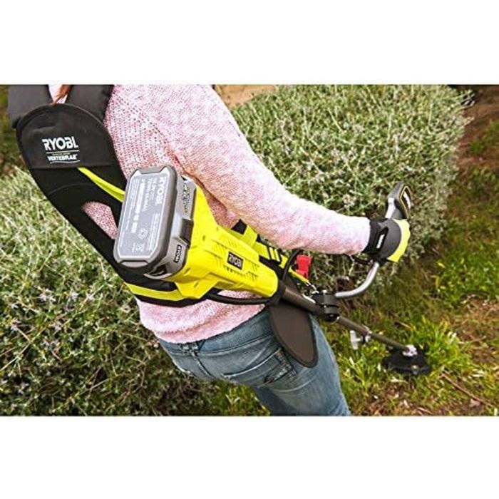 Ryobi Desbrozadora 18V con 1 Batería Litio 4Ah y Cargador Rápido 2.0A, Hoja 3 Dientes Tri-Arc 20cm y Hilo Ø 1.6mm 1