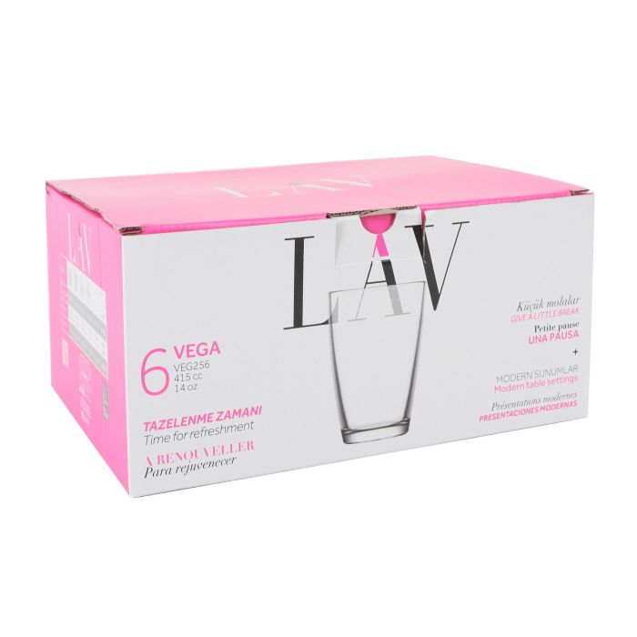 Lav Set 6 Vasos 415 cc Vega Ø8.6x12cm (8 Cajas)