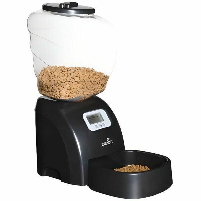 EYENIMAL Dispensador automático de croquetas 45x20x47 cm - Negro - Para gatos y perros pequeños