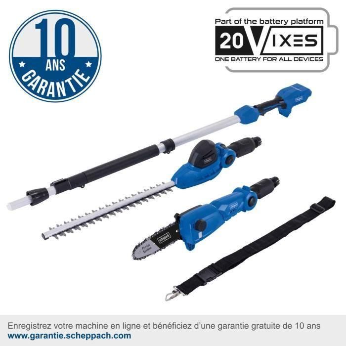 Scheppach C-PHTS410-X Podadora y Cortasetos 2 en 1 Inalámbrico 20V IXES - Herramienta de Jardín para Altura, Sin Batería ni Cargador 1 Scheppach C-PHTS410-X Podadora y Cortasetos 2 en 1 Inalámbrico 20V IXES - Herramienta de Jardín para Altura, Sin Batería ni Cargador 1