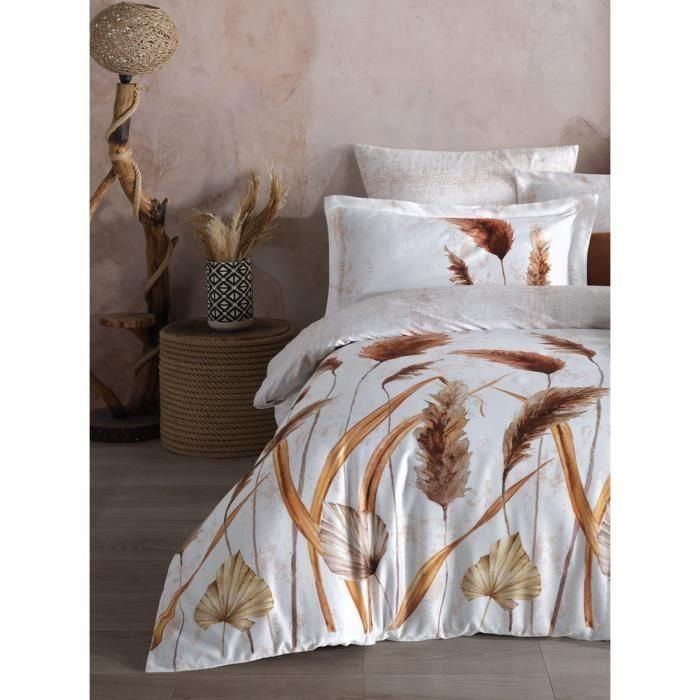 Juego de cama - 1 funda nórdica 220x240 cm + 2 fundas de almohada 60x60 cm - 100% algodón satén - Blanco 1 Juego de cama - 1 funda nórdica 220x240 cm + 2 fundas de almohada 60x60 cm - 100% algodón satén - Blanco 1