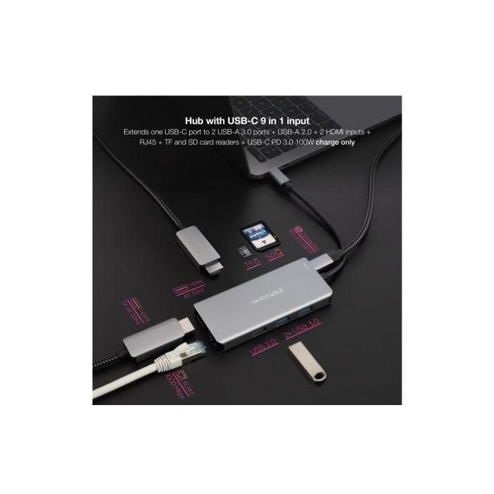 Docking Tipo-C Nanocable 10.16.1009/ 3xUSB/ 2xHDMI 4K/ 1xRJ45/ 1xLector tarjetas/ 1xUSB Tipo-C PD/ Gris 2 Docking Tipo-C Nanocable 10.16.1009/ 3xUSB/ 2xHDMI 4K/ 1xRJ45/ 1xLector tarjetas/ 1xUSB Tipo-C PD/ Gris 2
