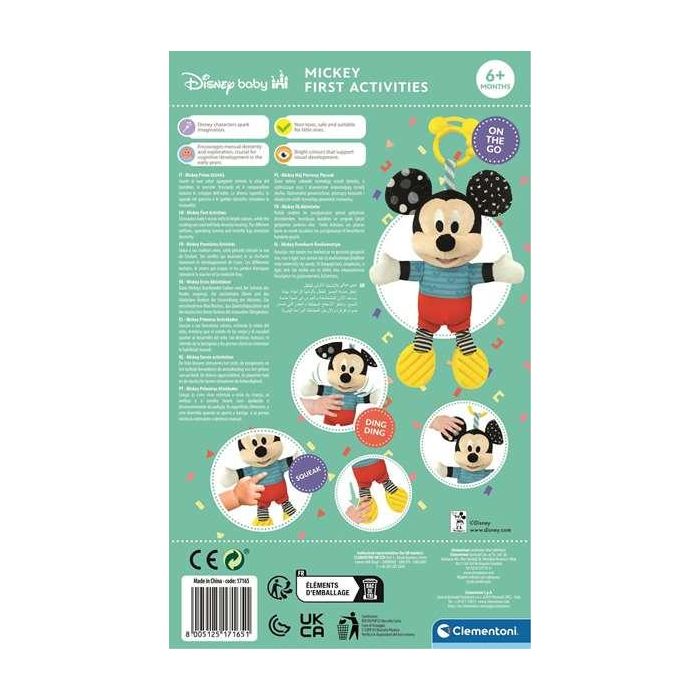 Clementoni Sonajero Mickey Peluche Texturas Con Mordedor 18x28x11 cm 19
