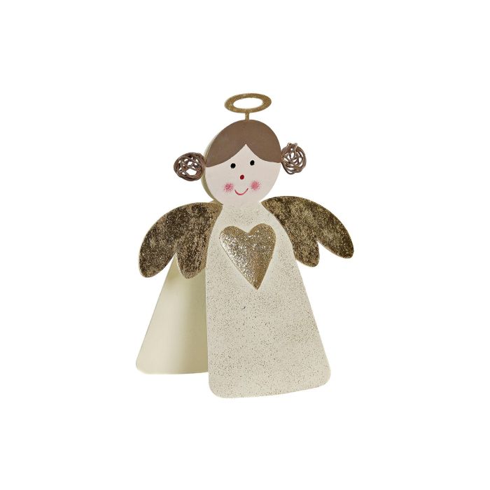 DKD Home Decor Decoración Navidad Moderna de Metal Dorado, Surtido Ángel, Corazón, Clip, Set de 12 Unidades, 3x12.5x10 cm