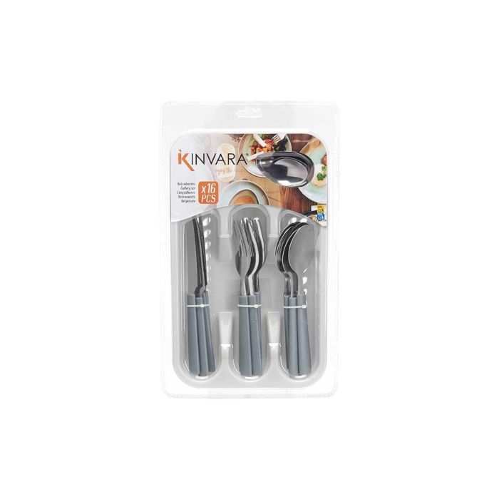 Set 16 Cubiertos Kinvara con Cubertero Gris 22x37x4 cm - Metal y Plástico (6 Unidades) 2 Set 16 Cubiertos Kinvara con Cubertero Gris 22x37x4 cm - Metal y Plástico (6 Unidades) 2