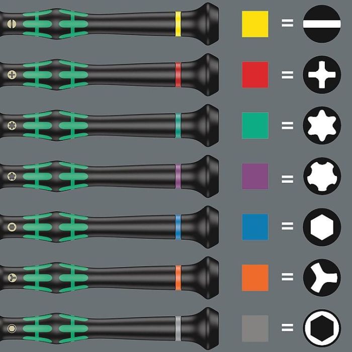 Wera 05073675001 Kraftform Micro-Set Juego de Destornilladores de Precisión 12 Piezas, Puntas Phillips, Torx, Mango Plástico 6
