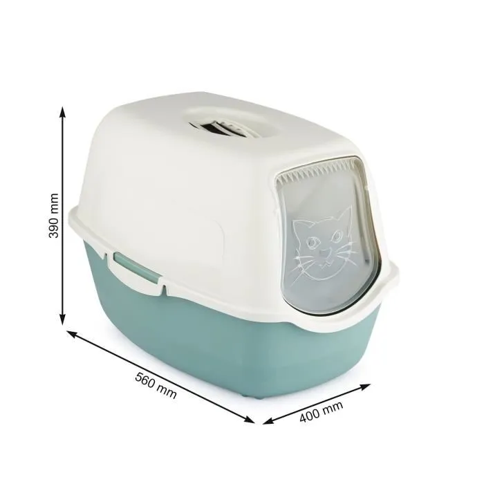 Rotho Mypet Gatera Eco Bailey Blanco Verde Salvia con Filtro Carbón Activo y Fácil Limpieza 1