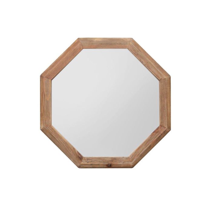 DKD Home Decor Espejo Alpino de Pared Redondo de Madera Reciclada y Cristal Natural 74 x 74 cm