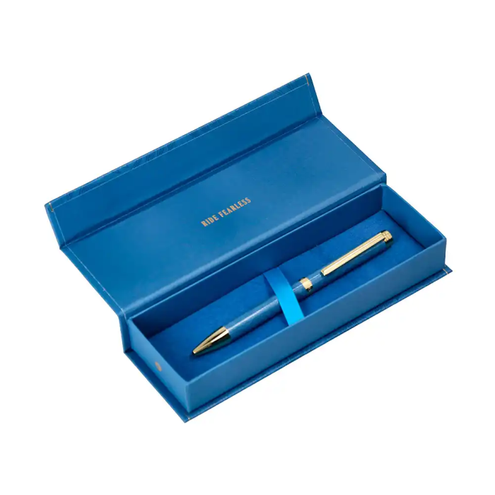 Belius Wild West Bolígrafo Aluminio Azul Marino Dorado Tinta Azul Caja Diseño 4