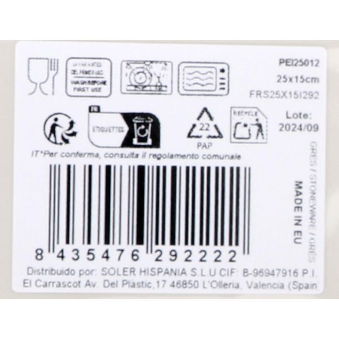 Fuente rectangular Peixe 25x15 cm Elite Brillo - Inde (18 Unidades) 2 Fuente rectangular Peixe 25x15 cm Elite Brillo - Inde (18 Unidades) 2
