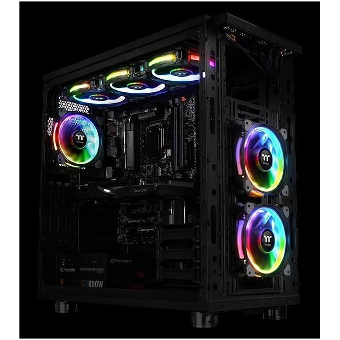 140mm Thermaltake Riing Plus 14 LED RGB Radiator Fan TT Premium Black 3 Pack 11 140mm Thermaltake Riing Plus 14 LED RGB Radiator Fan TT Premium Black 3 Pack 11