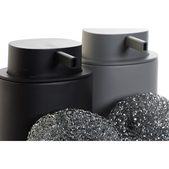 DKD Home Decor Dosificador de Resina Estilo Loft Negro y Gris, Pack Surtido de 4 Unidades, Medidas 12x15x9 cm 1