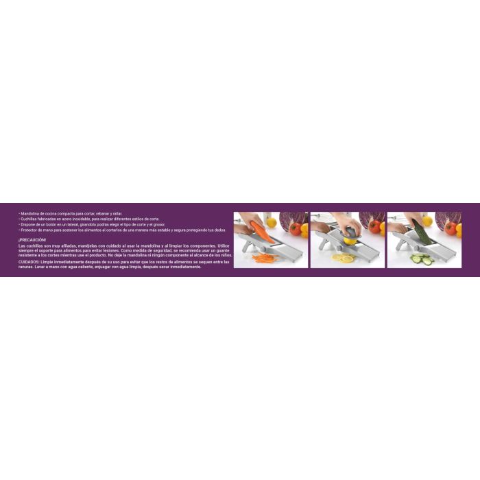 Quttin Mandolina Ajustable 3 Funciones, 31.5 x 13.2 x 4 cm (6 Unidades) 3