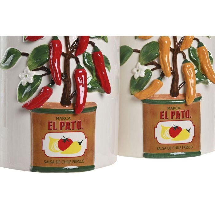 DKD Home Decor Jarrón Rojo Verde Blanco Cerámica 22 x 28 x 22 cm (2 Unidades) 2