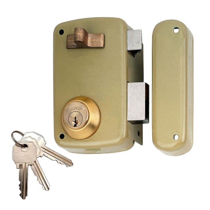 Lince Cerradura sobreponer con cilindro 5056a entrada 60mm mano derecha 95056ahe60d - Cierre mediante picaporte, tubo de defensa giratorio, 3 llaves serreta Lince Cerradura sobreponer con cilindro 5056a entrada 60mm mano derecha 95056ahe60d - Cierre mediante picaporte, tubo de defensa giratorio, 3 llaves serreta
