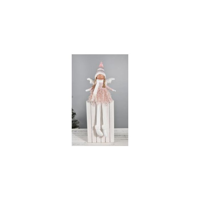 DKD Home Decor Figuras Navideñas de Ángel Fantasía Poliéster 15x48x22 cm (Largo x Alto x Ancho) Set de 2 Unidades Surtido Aleatorio