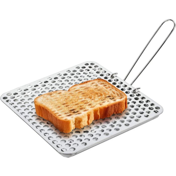 Quttin Tostador de Pan de Acero con Mango Plegable Medidas 20x20x1.2 cm 2
