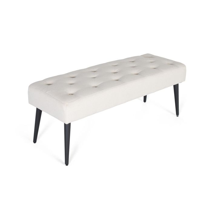 Giner y Colomer Banco de Tela Beige con Patas de Hierro Negro - Asiento 14 cm 2