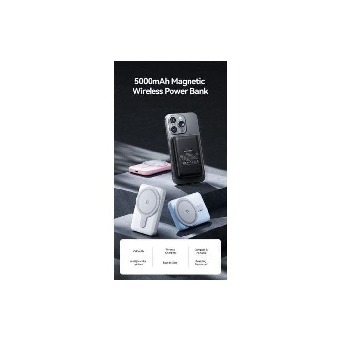 Vention FHSB0 Powerbank Magnético Inalámbrico 5000mAh USB-C 20W Carga Rápida con Pantalla LED y Carcasa Negra 1