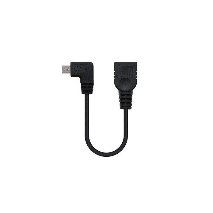 Nanocable Cable Usb 2.0 Otg Acodado Tipo Micro B-M-A-H Negro 15 cm