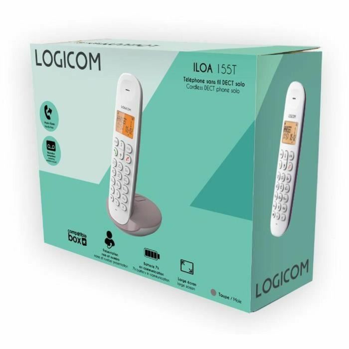 Logicom Teléfono Inalámbrico Fijo DECT ILOA 155T Taupe con Contestador Automático 2