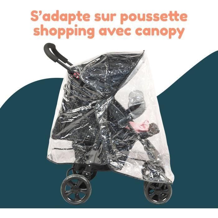 Bambisol Funda impermeable universal BAMBIKID para cochecito de bebé, compatible con capota, gran tamaño y visera ventilada 2