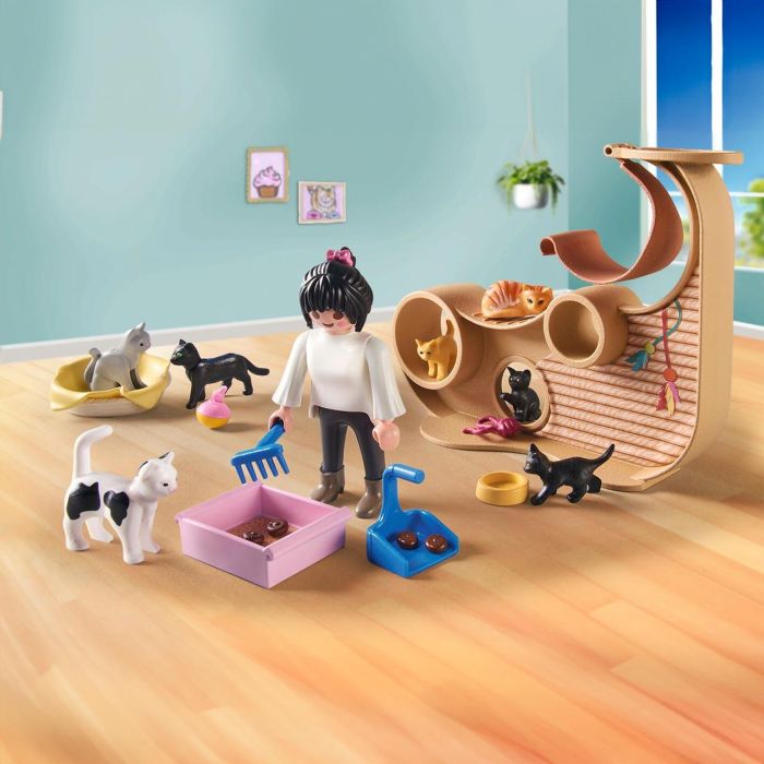 Playmobil Cafetería para Gatos 71744 con Muro de Escalada y Accesorios, Juego de Figuras para Niños +4 Años 3