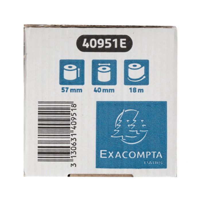 Exacompta Rollo Sumadora Térmico Safe Contact 57 mm x 40 mm 52 g/m2 Sin BPA y Fenol Impresión Duradera 35 Años 2
