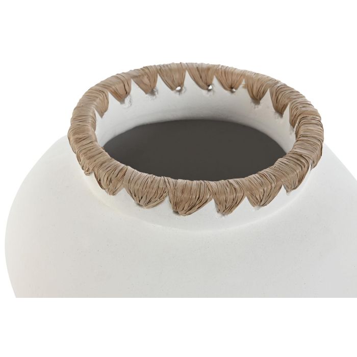 Jarron Item Home DKD Home Decor Blanco Natural 33 x 27 x 33 cm Set de 3 1