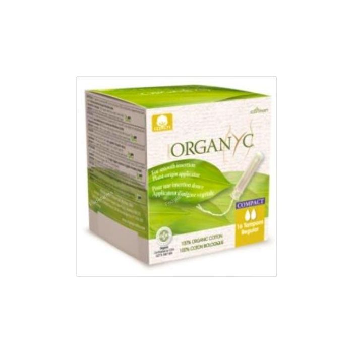 ORGANYC Tampones Regulares con Aplicador Compacto de Algodón Orgánico 16 Unidades