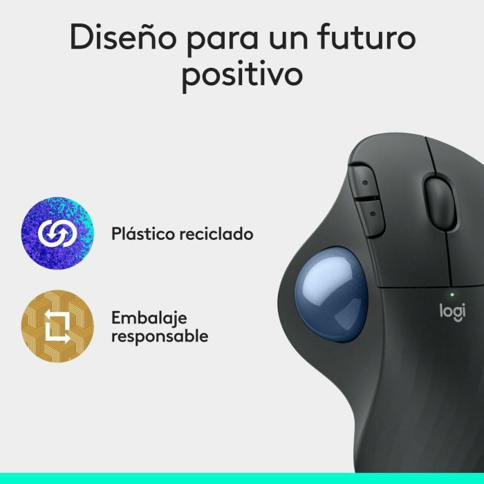 Logitech M575s Ratón Trackball Ergonómico Inalámbrico con Bluetooth/USB, 5 Botones, 2000 DPI, Negro