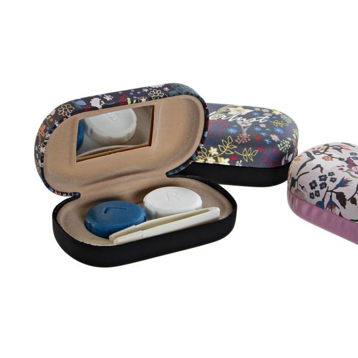 DKD Home Decor Estuche Lentillas Moderno PU Metal, Colores Surtidos (Azul, Negro, Marrón), 5.7x3x9.6 cm, Pack 12 Unidades 3