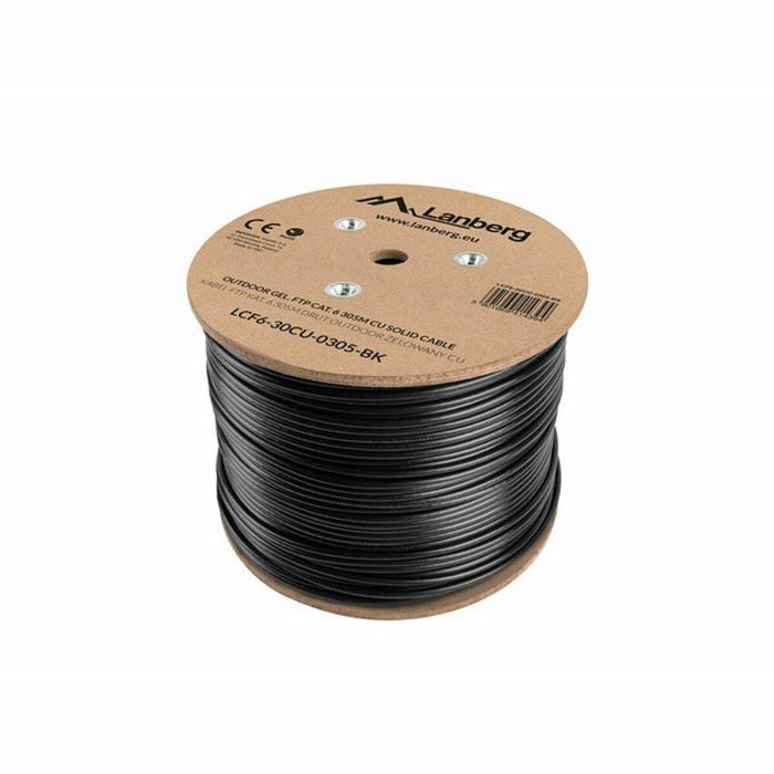 Lanberg Bobina Cable de Red Exterior Cat.6 FTP Blindado 305m Cobre Puro Negro AWG 23 250MHz