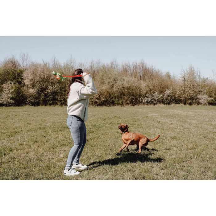 Hunter Juguete para Perros Funki Cricket Flingerz con Lanzador de Recogida Limpia, Nylon Balístico Muy Resistente, Chirriador, Lavable 3