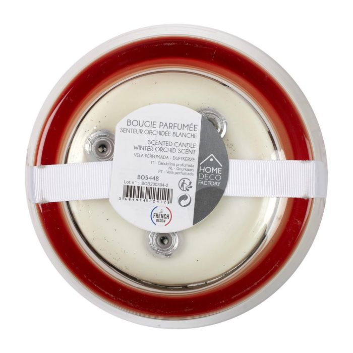 Home Deco Factory Vela Perfumada Beige Orquídea Blanca en Vaso Vidrio Cera Parafina 5 Mechas Algodón Diámetro 18 cm Altura 23 cm 2