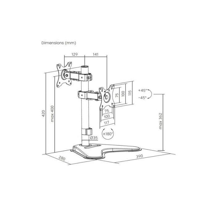 Soporte de Mesa para 2 Monitores Aisens DT32TR-409/ Giratorio/ Inclinable/ hasta 8kg 4