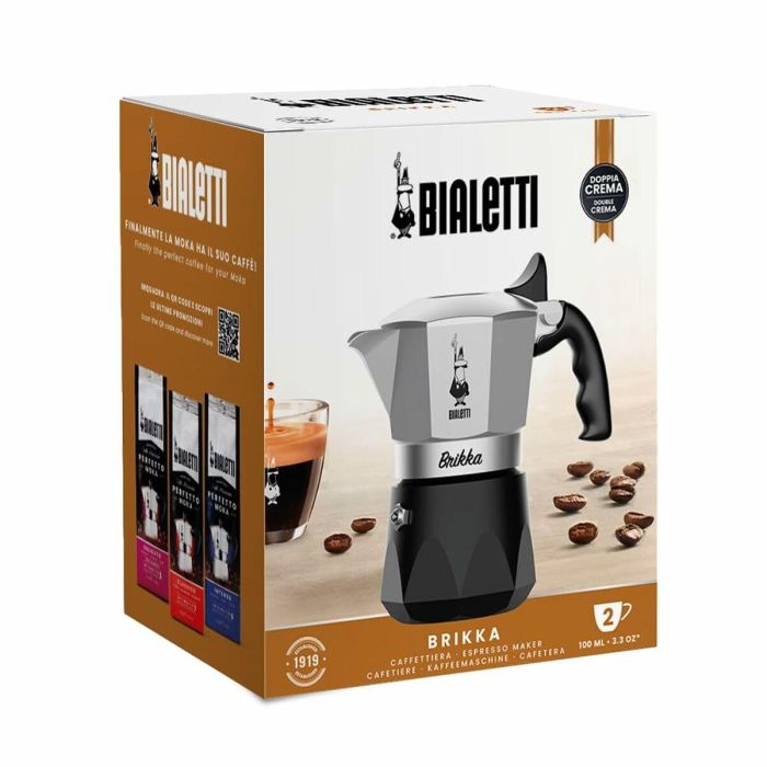 Cafetera Italiana Bialetti BRIKKA Negro Aluminio 2 Tazas 3