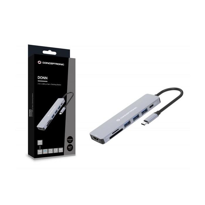 Conceptronic Hub USB Tipo C Donn19 gr - 3 Puertos USB 3.1, HDMI 1.4, 4K Ultra HD, USB Power Delivery 100W 1