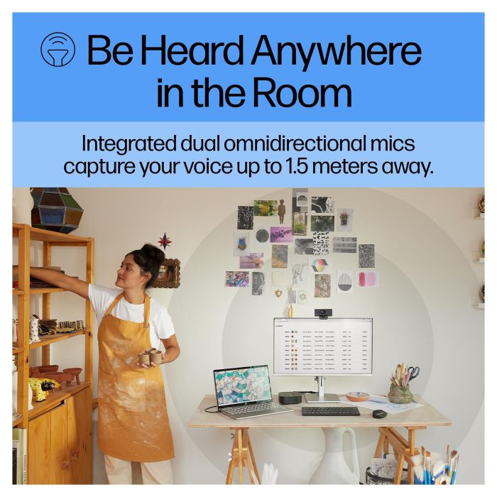 HP Webcam 620 FHD 1080p 60fps Cámara Web con Micrófono Incorporado