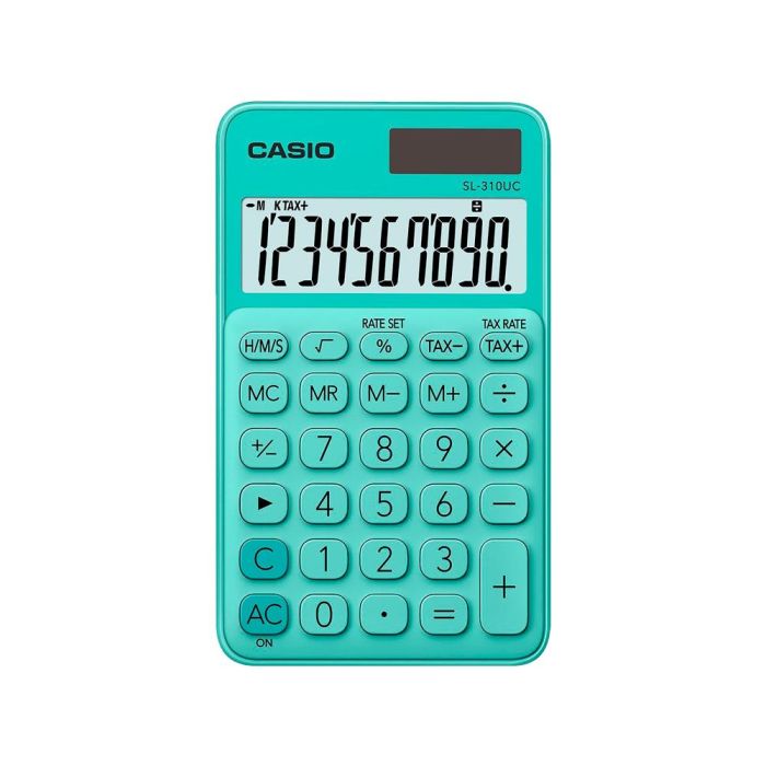 Calculadora Casio Sl-310Uc-Gn Bolsillo 10 Digitos Tax +-- Tecla Color Verde 1