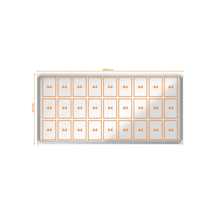 Nobo Vitrina de Anuncios Premium Plus Magnética con Puerta Corredera 27 x DIN A4 997x2072x54 mm 4