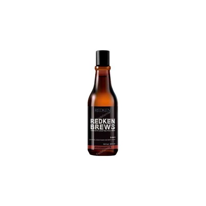 Redken Brews Champú 3-En-1 300 ml - Champú, acondicionador y gel de cuerpo