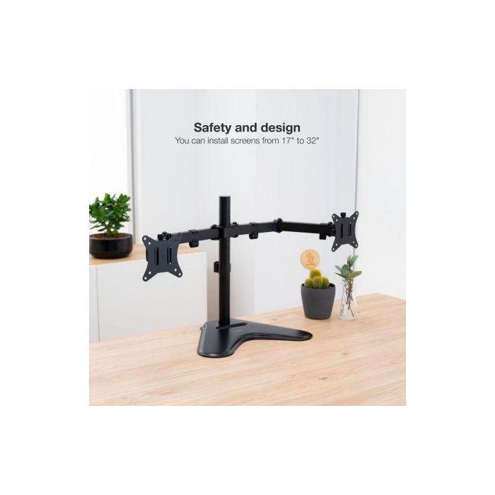 TooQ DB1702TN-B Soporte Sobremesa para 2 Monitores 17-32" VESA 75x75 100x100 hasta 9kg por Brazo Giratorio Inclinable Negro 3
