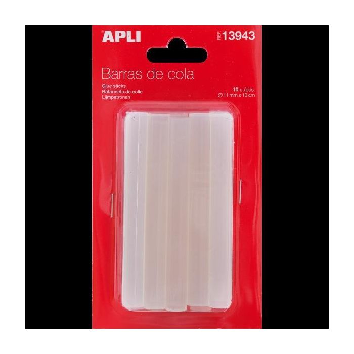 Apli Barras De Cola Para Pistola De Termofusible Transparentes Ø11 mm X 10 cm -10U- Apli Barras De Cola Para Pistola De Termofusible Transparentes Ø11 mm X 10 cm -10U-