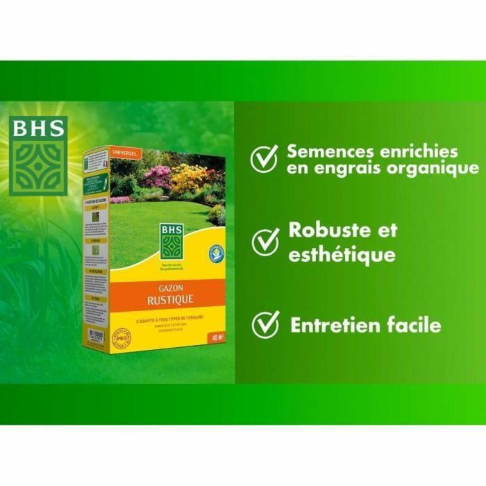 BHS BHS3366670001011 Césped Rústico 1 KG - Más Fuerte, Mejor Protegido, Rápido, Duradero y Robusto para Todo Tipo de Terrenos y Climas 2