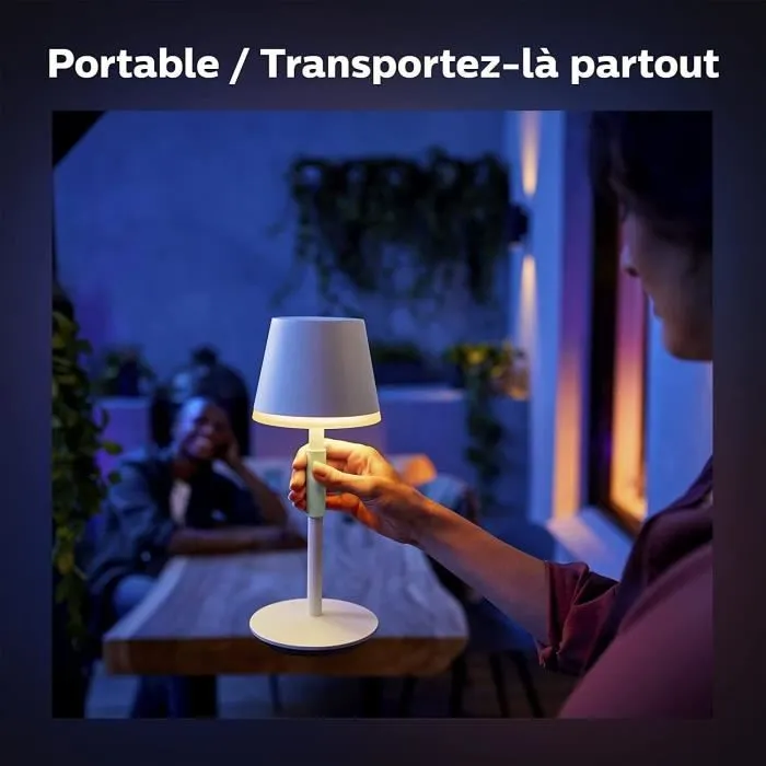 Philips Hue Lámpara de Mesa Portátil Belle Compatible con Bluetooth Blanco PHI8719514404571 3