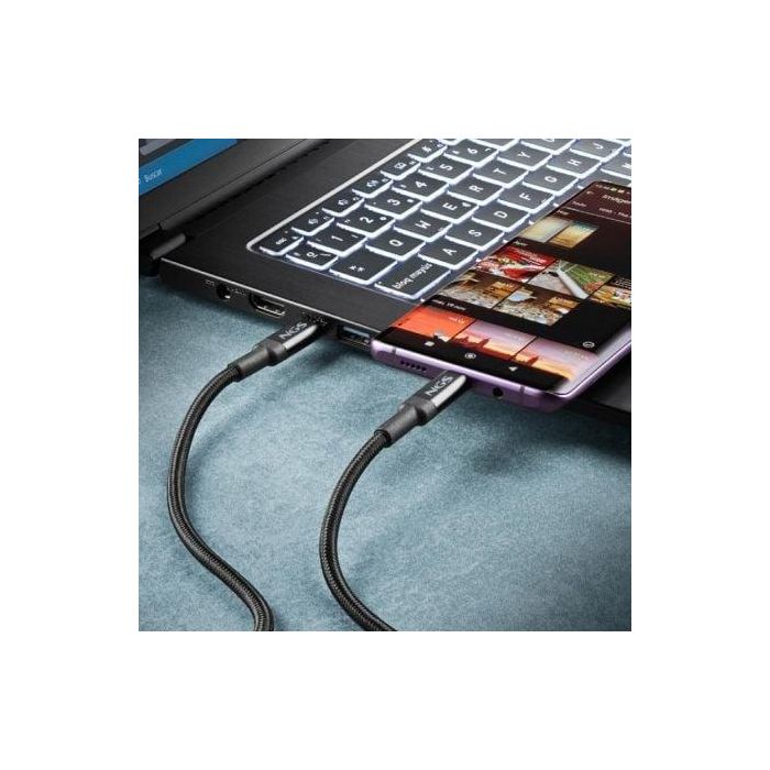 Cable USB 4.0 Tipo-C NGS KNOT/ USB Tipo-C Macho - USB Tipo-C Macho/ Hasta 240W/ 40Gbps/ 2m/ Negro 2 Cable USB 4.0 Tipo-C NGS KNOT/ USB Tipo-C Macho - USB Tipo-C Macho/ Hasta 240W/ 40Gbps/ 2m/ Negro 2