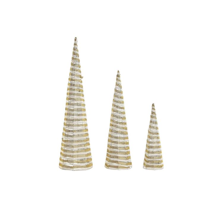 Cono Navidad Moderna DKD Home Decor Blanco Dorado 20 x 80 x 20 cm Set de 3 1 Cono Navidad Moderna DKD Home Decor Blanco Dorado 20 x 80 x 20 cm Set de 3 1